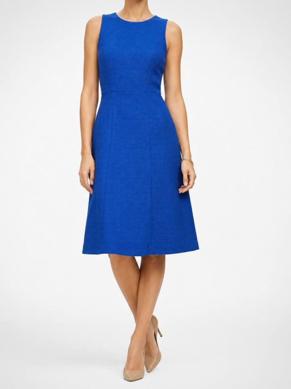 Banana Republic Italian Tweed A Line Royal Blue Work Office Party Dress [size 6]
